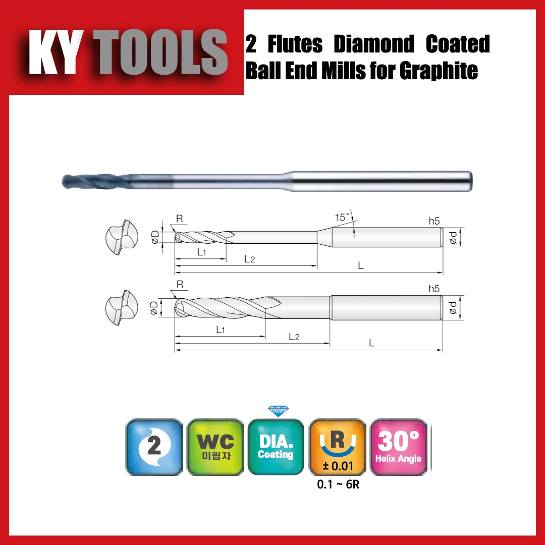 2DBE — 2 flutes · Ball nose · Standard reach