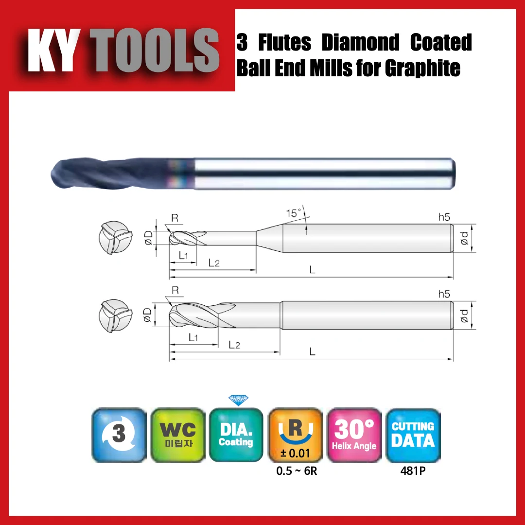 3DBE — 3 flutes · Ball nose · Standard reach