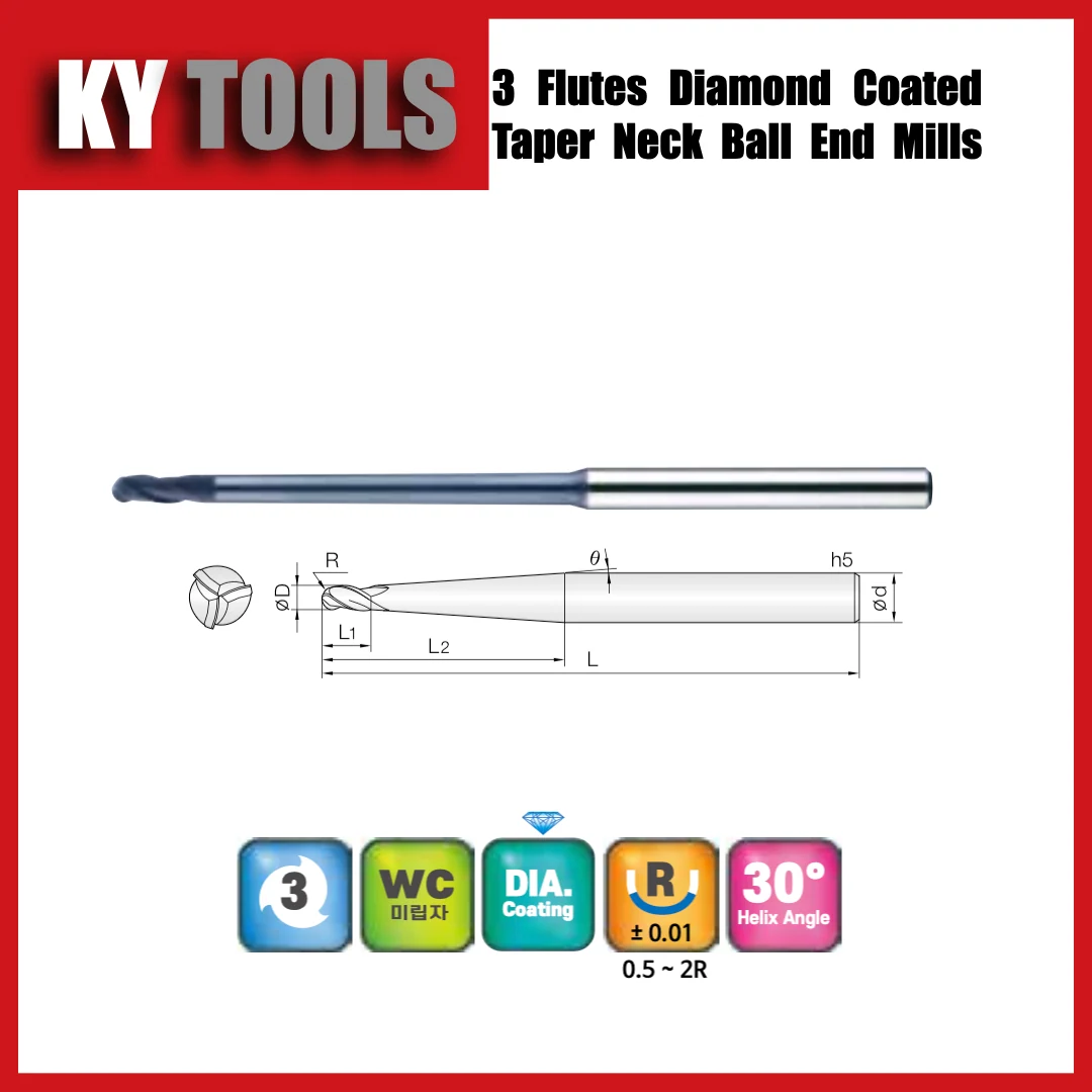 3TBD — 3 flutes · Ball nose · Taper neck