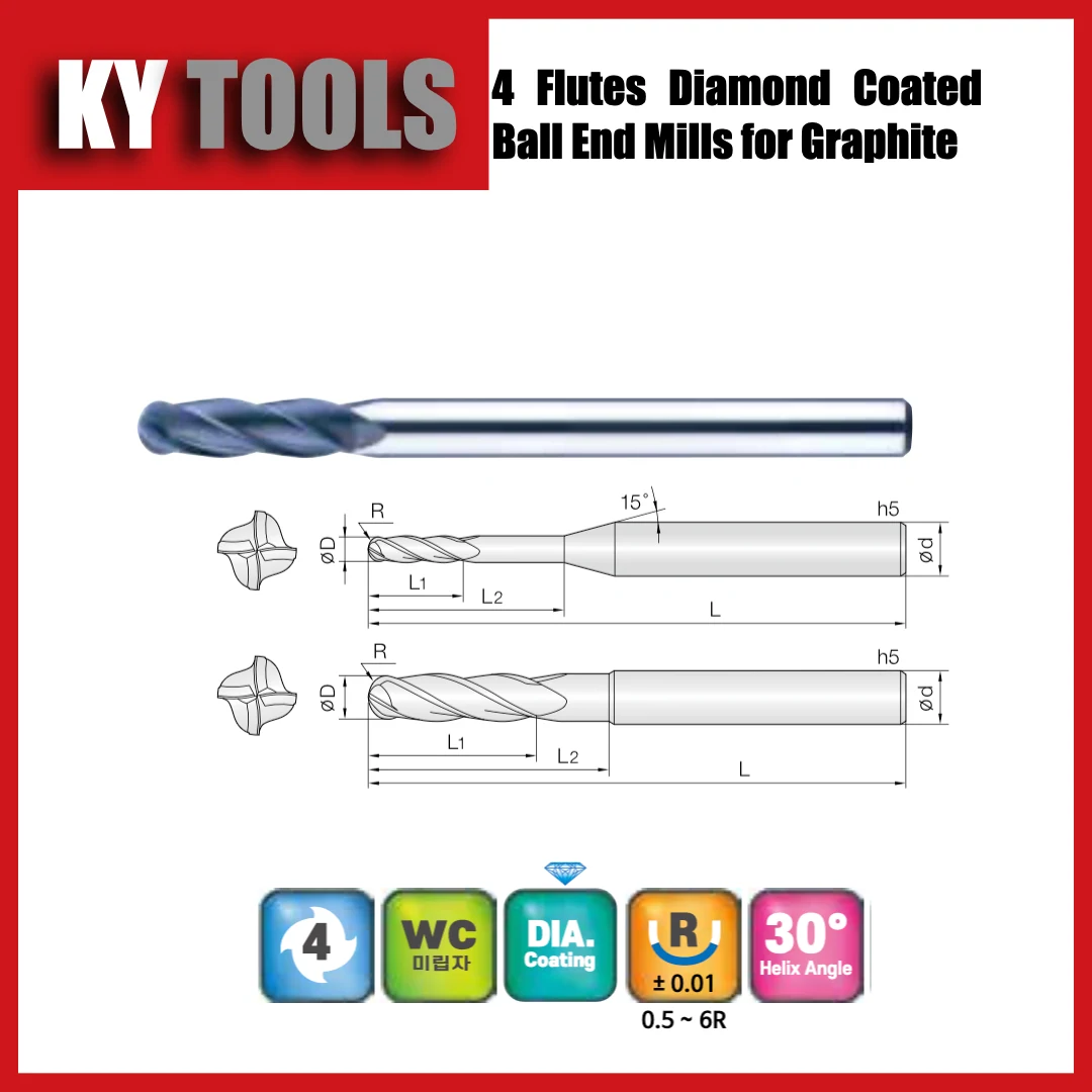 4DBE — 4 flutes · Ball nose · Standard reach