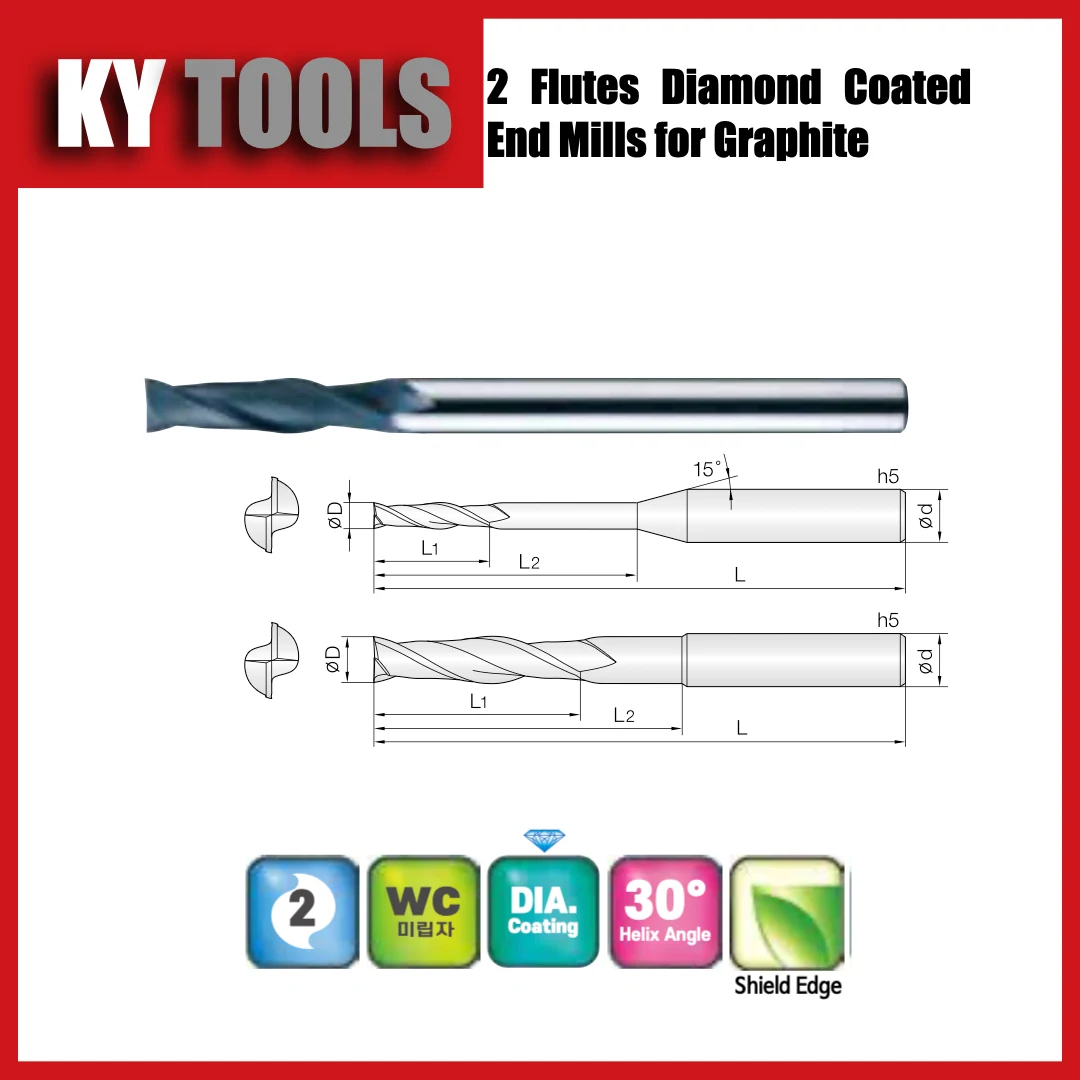 2DEM — 2 flutes · Square end · Standard reach