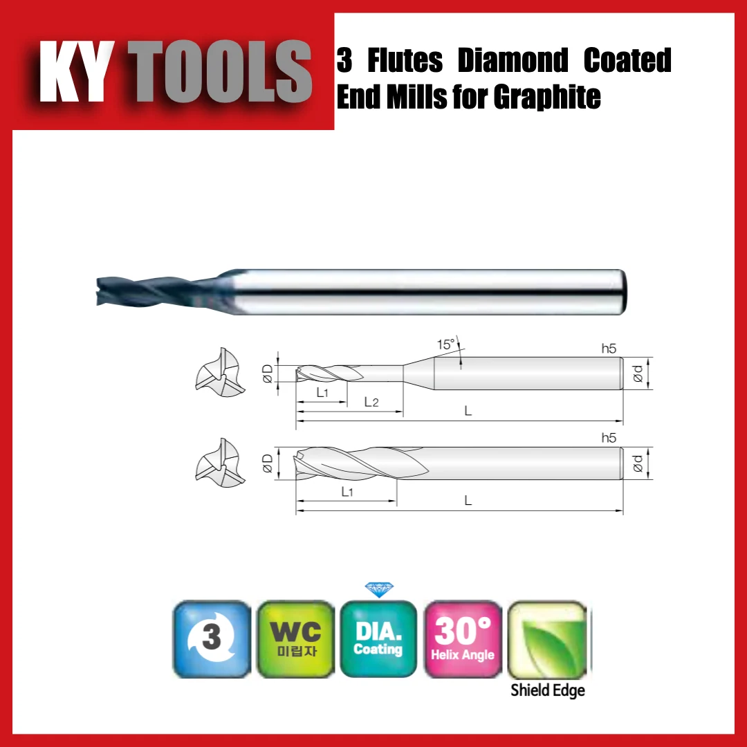 3DEM — 3 flutes · Square end · Standard reach