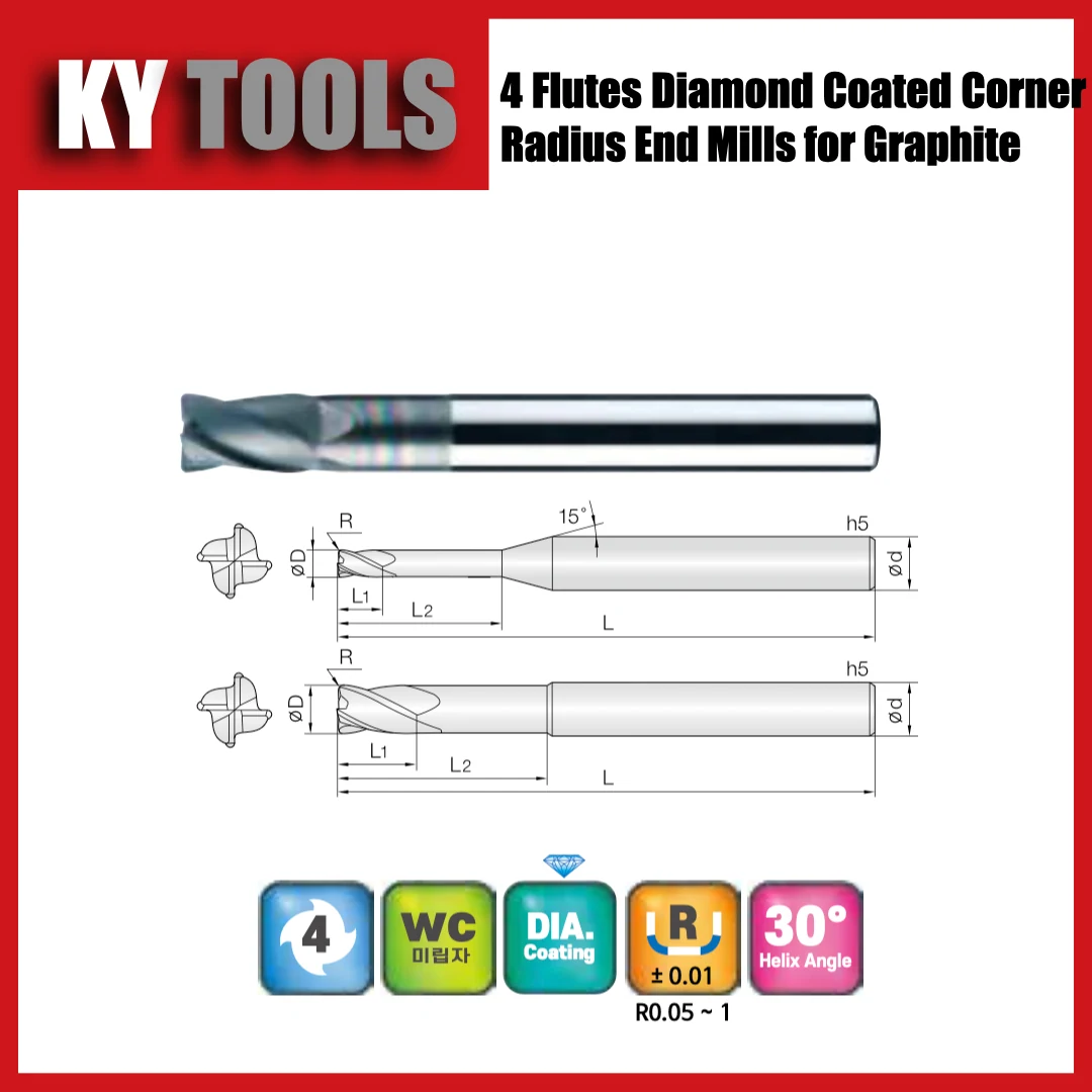 4DCR — 4 flutes · Corner radius · Standard reach