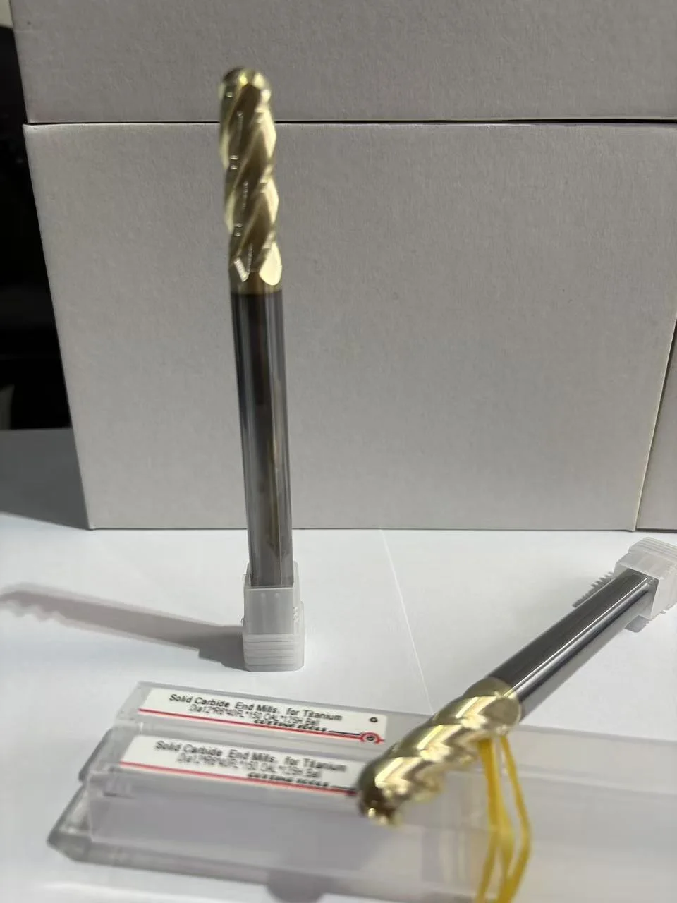 Long-reach ZrN-coated ball nose end mill for titanium contour milling